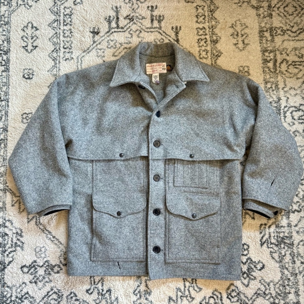 Filson Double Mackinaw Cruiser Coat 44 Light Grey XL XLARGE Jacket Packer VTG